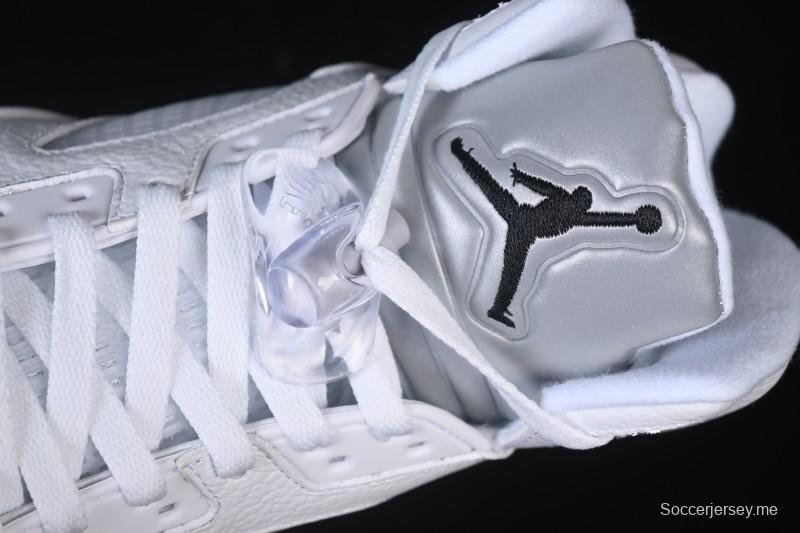 حذاء كرة السلة نايك اير جوردان 5 ريترو جوردان أبيض معدني - HQ7978-103