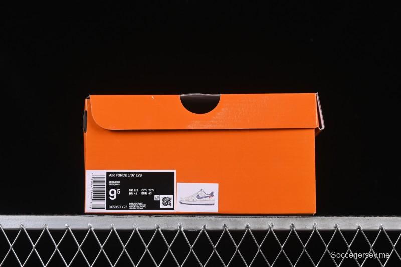 حذاء نايك اير فورس 1 '07 المنخفض من نايك اير فورس 1 '07 LV Collaboration Grey Hook Woven Label الرياضي الكاجوال - CX5050-Y25