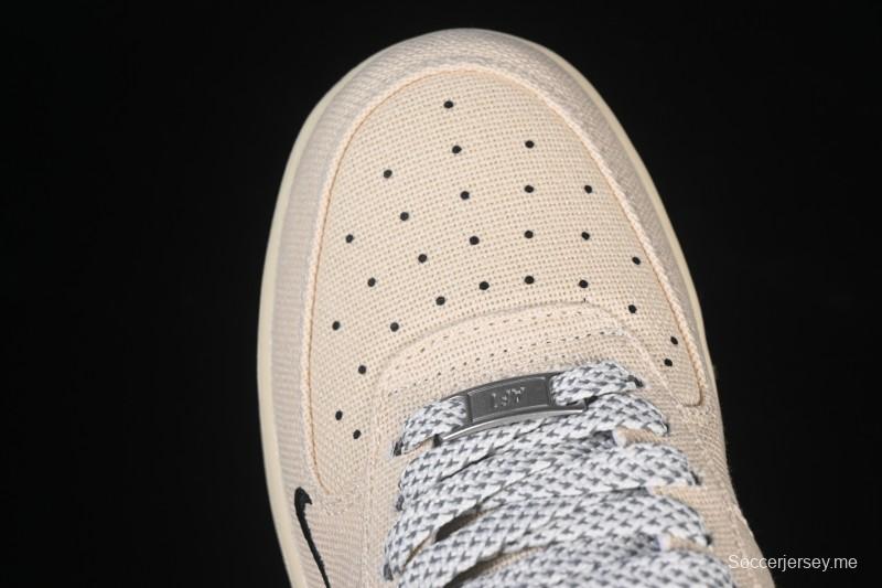 حذاء نايك اير فورس 1 '07 منخفض من نايك اير فورس 1 '07 ستوسي كولابوريشن باللون البيج أسود كانفاس كاجوال - XX3168-155