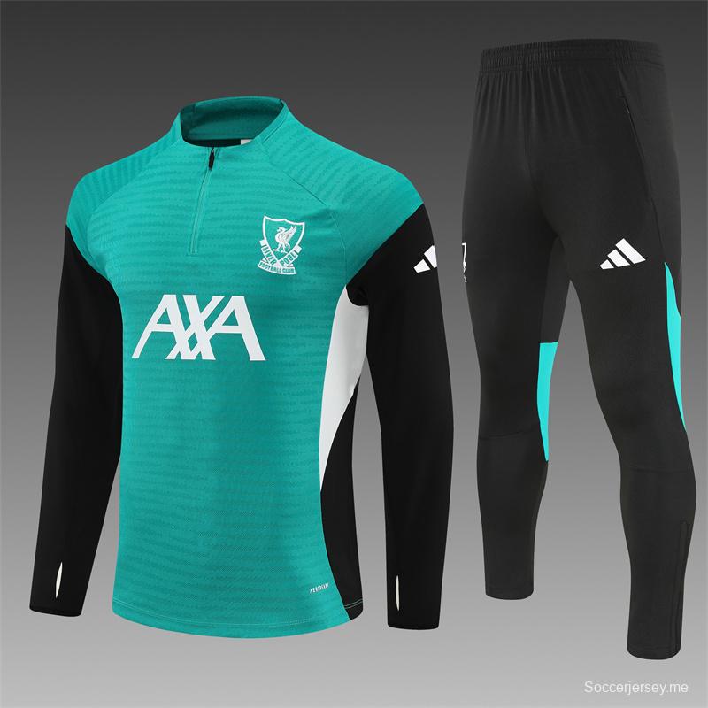 Player Version 25/26 Liverpool Green AD on Both Sleeves Half Zipper Jacket+Long Pants