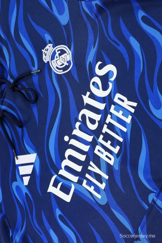 25/26 هودي ريال مدريد أزرق بقبعة زرقاء + بنطلون طويل