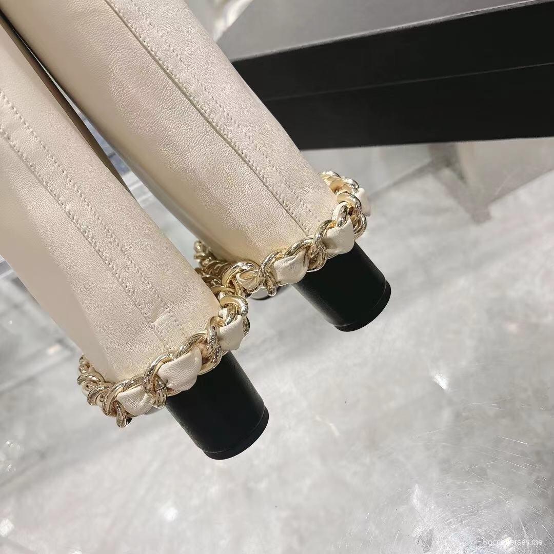 Chanel 2025/SS Runway Turn-Cuff Large Chain Chunky Heel Boots - LY00510