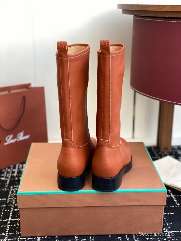 Brunello Cucinelli Classic Spring BC Calfskin High Top Thick Sole Riding Boots Long Boots - KFY00450