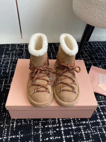 Miu Miu 2025 SS Lace-Up Snow Boots - AS00310