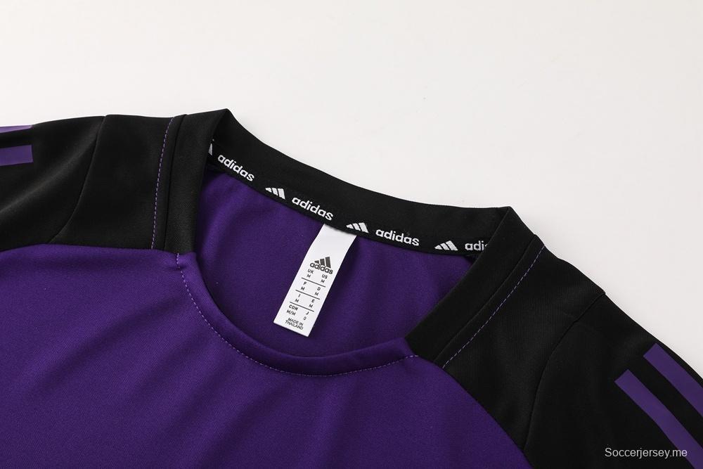 2025 ألمانيا 2025 كم قصير أرجواني + شورت كرة قدم قصير الأكمام + شورت كرة قدم