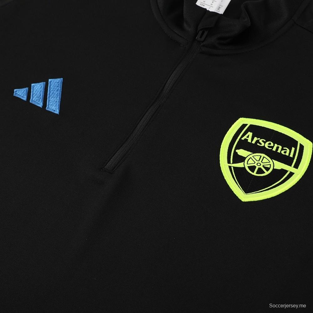 23/24 أرسنال أسود S-2XL سترة نصف سحاب + بنطلون طويل 23/24 أرسنال أسود S-2XL