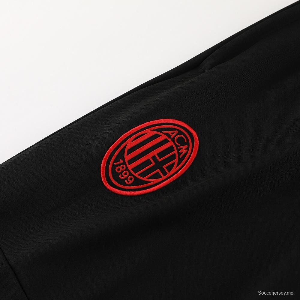 23/24 ميلان ميلان أحمر S-2XL سترة نصف سحاب + بنطلون طويل + بنطلون طويل