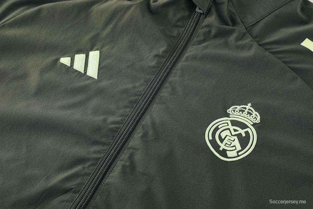 25/26 ريال مدريد جاكيت أخضر داكن نصف سحاب أخضر + بنطلون طويل S-3XL