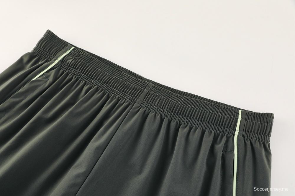 25/26 ريال مدريد جاكيت أخضر داكن نصف سحاب أخضر + بنطلون طويل S-3XL