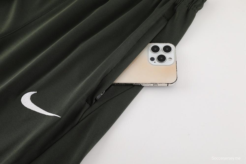 23/24 برشلونة أخضر داكن S-2XL أخضر غامق S-2XL جاكيت نصف سحاب + بنطلون طويل