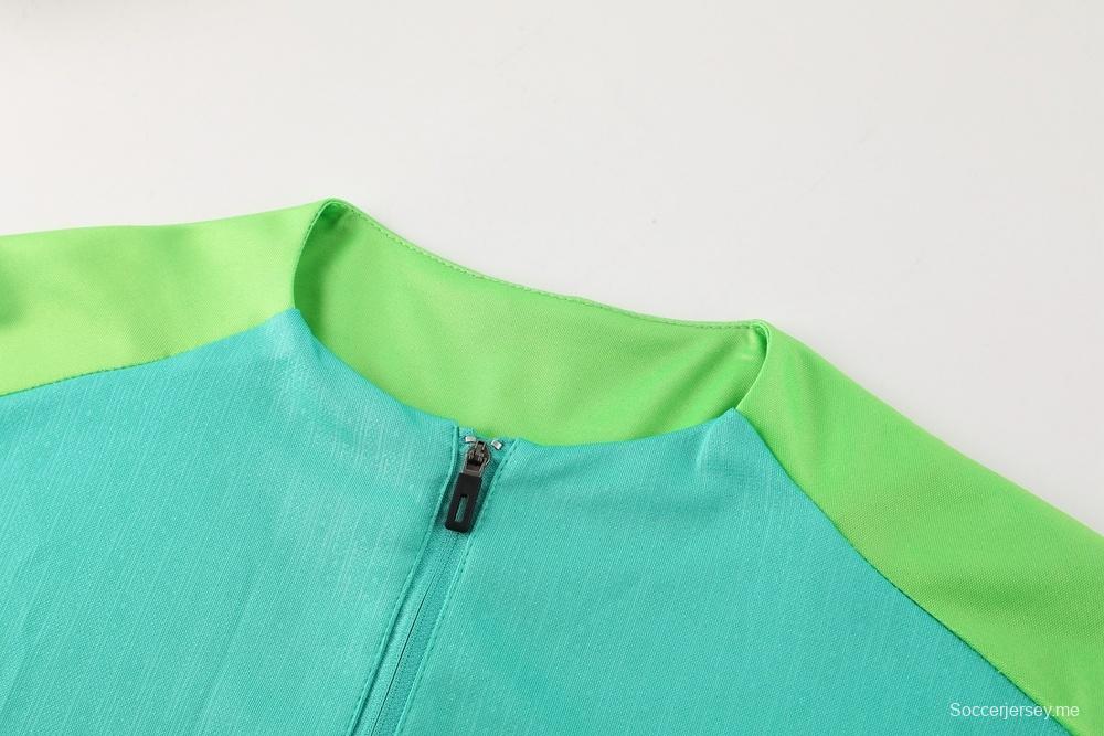 2025 بحيرة البرازيل 2025 جاكيت أخضر نصف سحاب أخضر + بنطلون طويل