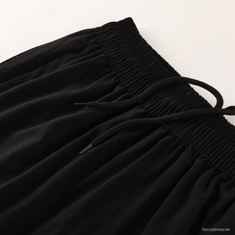 2025 أديداس 2025 جاكيت أسود نصف سحاب أبيض أسود + بنطلون طويل S-2XL