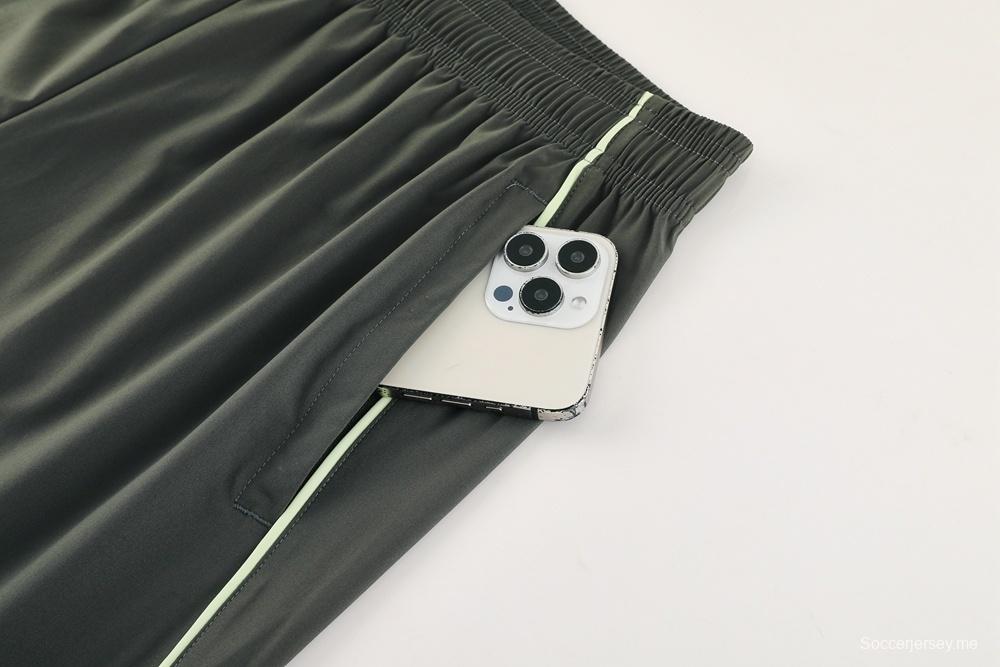 25/26 ريال مدريد جاكيت أخضر داكن نصف سحاب أخضر + بنطلون طويل S-3XL