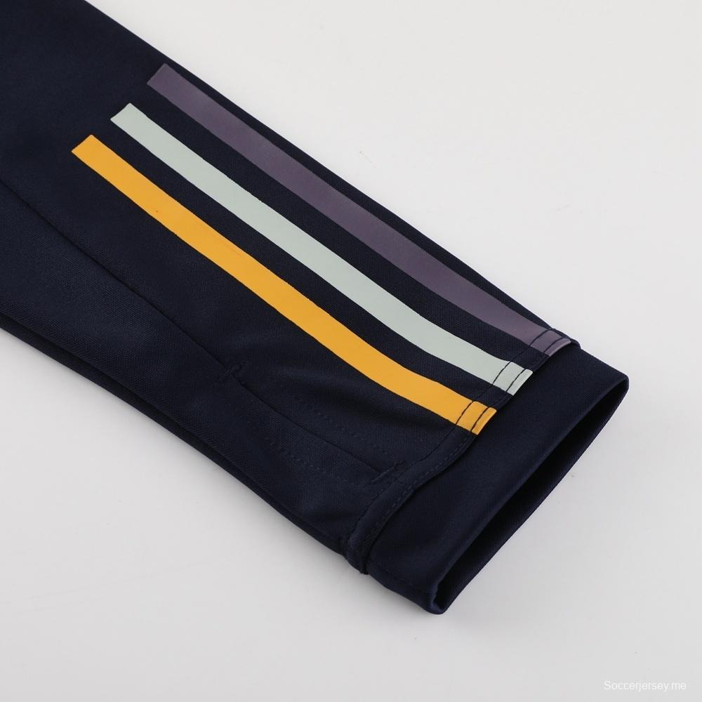 25/26 ريال مدريد جاكيت أزرق ملكي نصف سحاب أزرق + بنطلون طويل