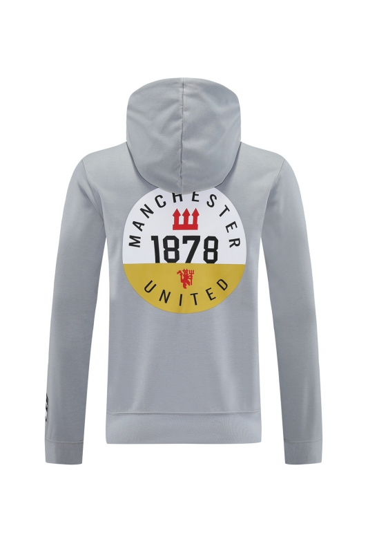 25/26 مانشستر يونايتد جاكيت نصف سحاب رمادي + بنطلون طويل S-2XL