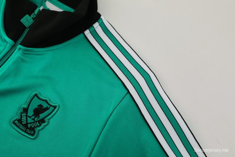 25/26 ليفربول جاكيت أخضر بسحاب كامل + بنطلون طويل + جاكيت أخضر بسحاب كامل