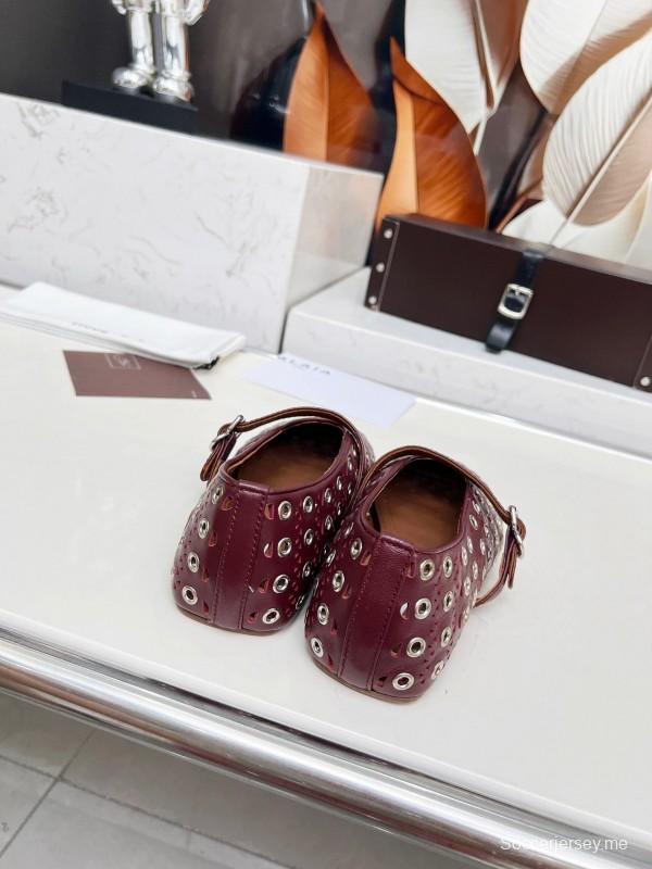 Alaia 2025/SS Perforated Ballet Flats - LY00320