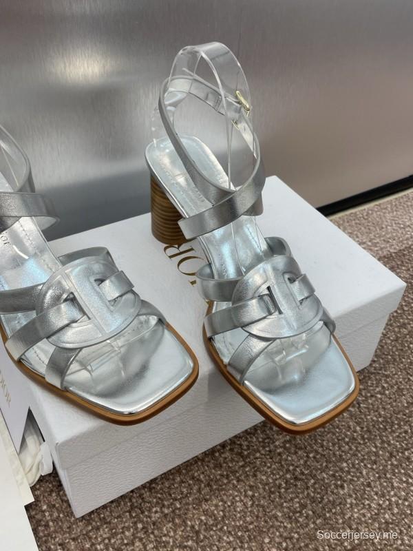 حذاء ديور D-Club D-Club جيلي ملون مجوف بحزام متقاطع ذو كعب عالٍ نسائي - KFY00290