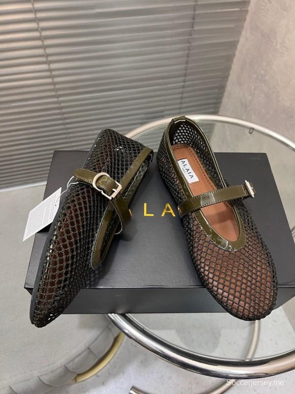 ALAIA 2025/SS صندل شبكي مسطح بلون جديد - KFY00270