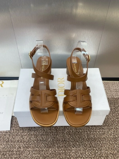 حذاء ديور D-Club D-Club جيلي ملون مجوف بحزام متقاطع ذو كعب متوسط للنساء - KFY00290