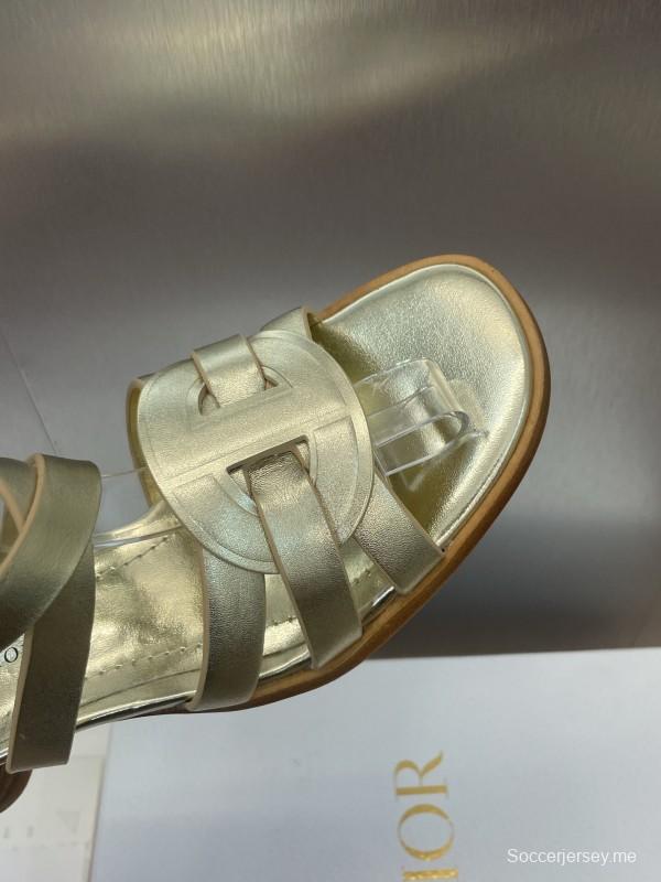 حذاء ديور D-Club D-Club جيلي ملون مجوف بحزام متقاطع ذو كعب متوسط للنساء - KFY00290