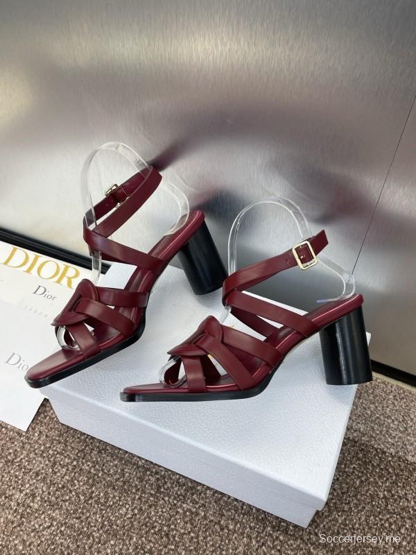 حذاء ديور D-Club D-Club جيلي ملون مجوف بحزام متقاطع ذو كعب عالٍ نسائي - KFY00290