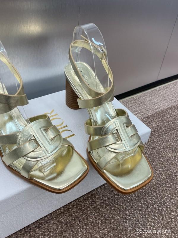 حذاء ديور D-Club D-Club جيلي ملون مجوف بحزام متقاطع ذو كعب عالٍ نسائي - KFY00290