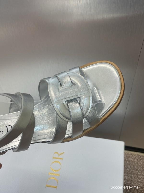 حذاء ديور D-Club D-Club جيلي ملون مجوف بحزام متقاطع ذو كعب متوسط للنساء - KFY00290