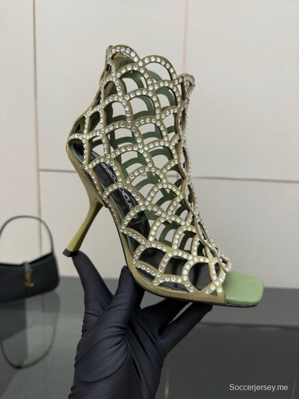 صندل سيرجيو روسي صندل حورية البحر 2025 من مجموعة SS صندل بكعب عالٍ أنيق بشبكة صيد السمك - KFY00470