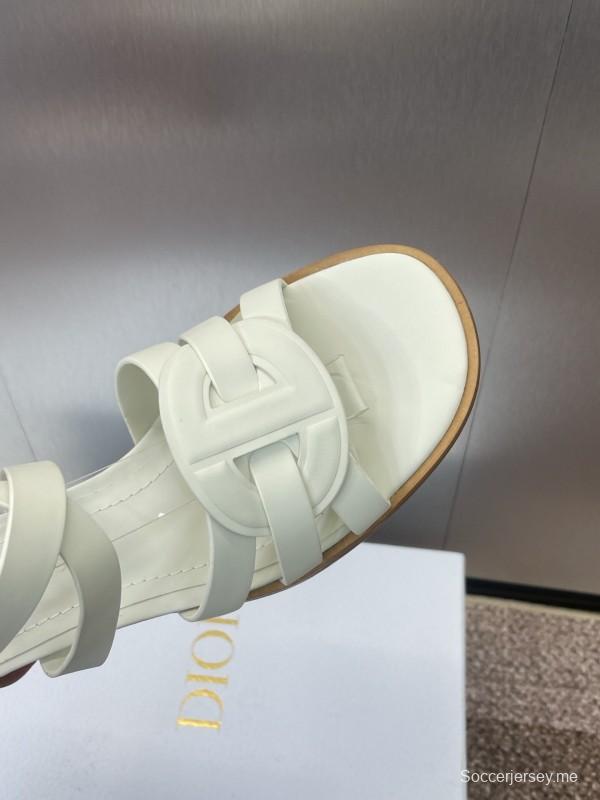 حذاء ديور D-Club D-Club جيلي ملون مجوف بحزام متقاطع ذو كعب متوسط للنساء - KFY00290