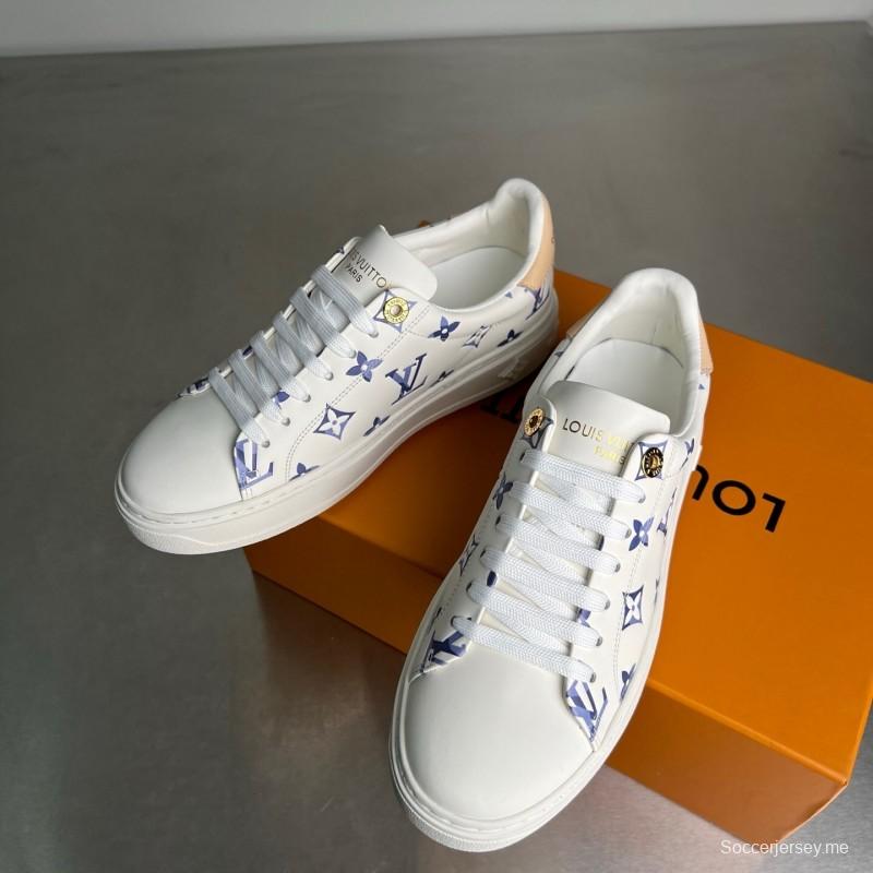 لويس فويتون تايم آوت من مجموعة Cherry Blossom Collection جلد بمقدمة مستديرة ومسطحة ومنخفضة القمة للنساء - YC