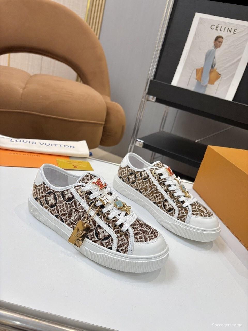 حذاء تزلج رياضي من سلسلة لويس فويتون لاجون بنعل سميك بنقشة الدنيم - AS00300