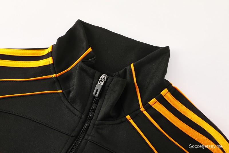 25/26 روما جاكيت أسود كامل بسحاب أسود + بنطلون طويل + بنطلون طويل