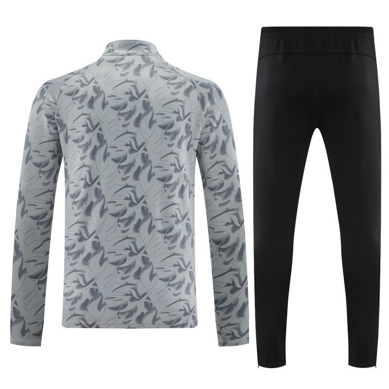 إصدار اللاعب 25/26 ميلان ميلان رمادي بنقشة مموهة بنصف سحاب سترة رياضية + بنطال طويل