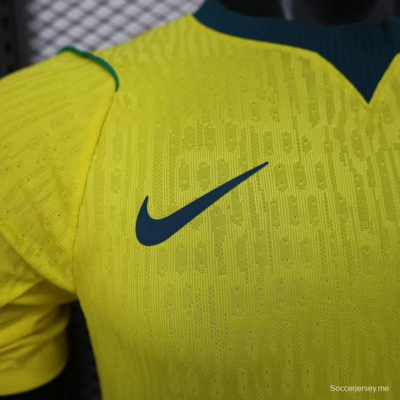 إصدار اللاعب 2026 قميص منتخب البرازيل 2026 أصفر اللون أصفر بنمط مخطط عمودي