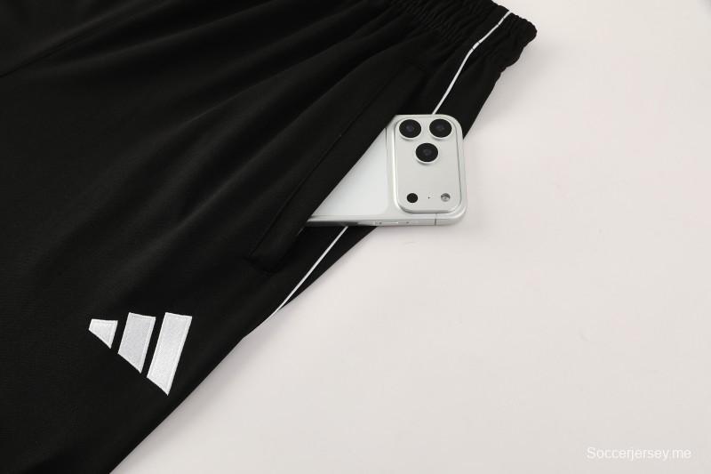 25/26 أديداس جاكيت رياضي أبيض بسحاب كامل + بنطلون طويل + جاكيت أديداس أبيض