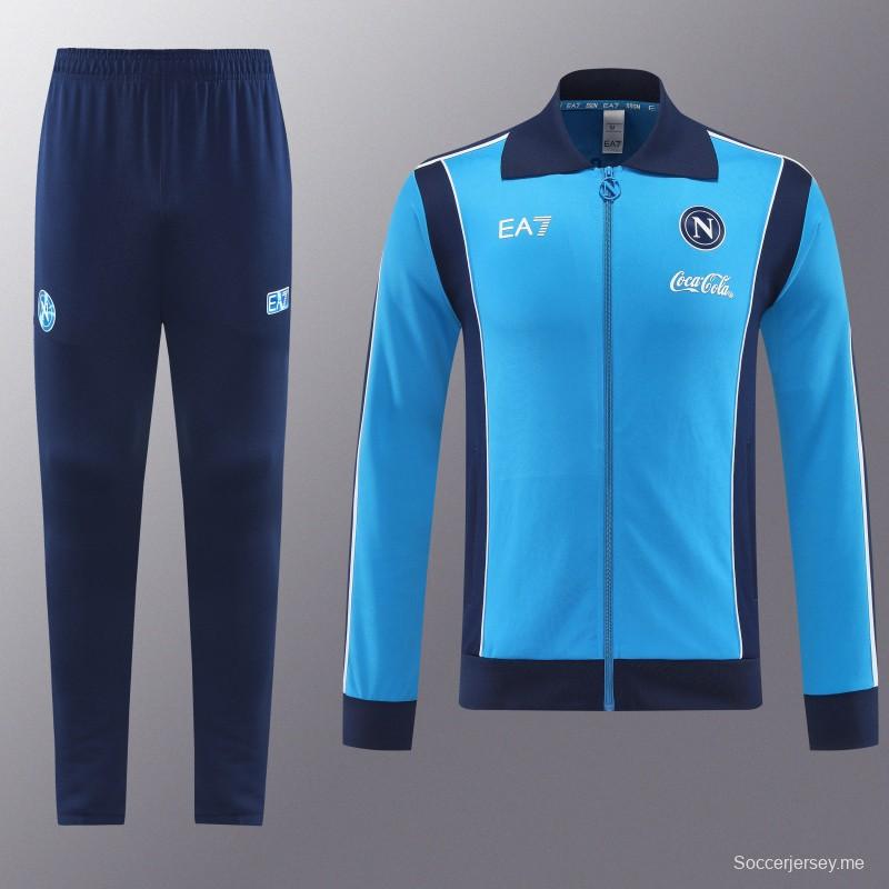 25/26 SSC نابولي أزرق سماوي سحاب كامل سترة رياضية + بنطلون طويل + سترات طويلة