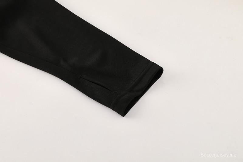 25/26 أديداس جاكيت أديداس أسود سحاب كامل سترة رياضية + بنطلون طويل