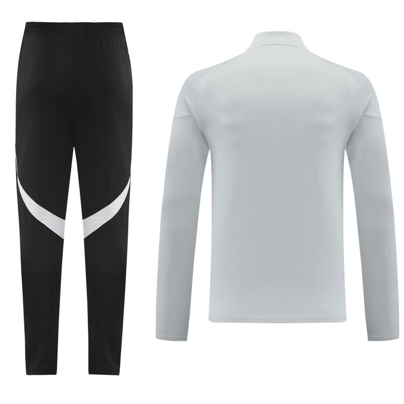 25/26 أديداس سترة رياضية بسحاب كامل رمادي فاتح + بنطلون طويل + أديداس 25/26