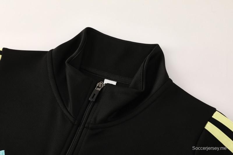 25/26 يوفنتوس جاكيت رياضي أسود بسحاب كامل أسود + بنطلون طويل + جاكيت رياضي أسود