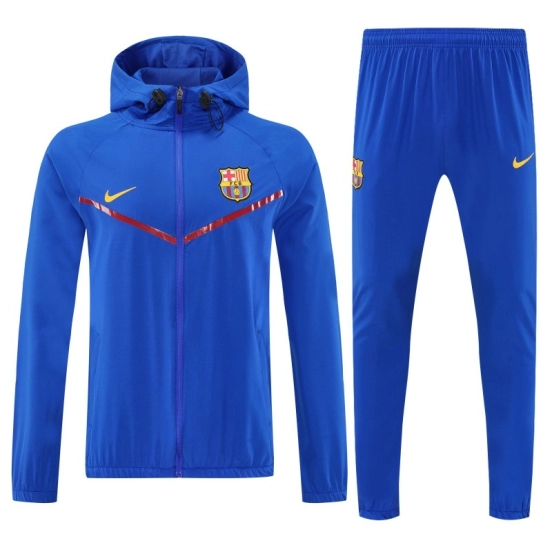 25/26 برشلونة جاكيت أزرق ملكي أزرق كامل بسحاب + بنطلون طويل + جاكيت أزرق ملكي