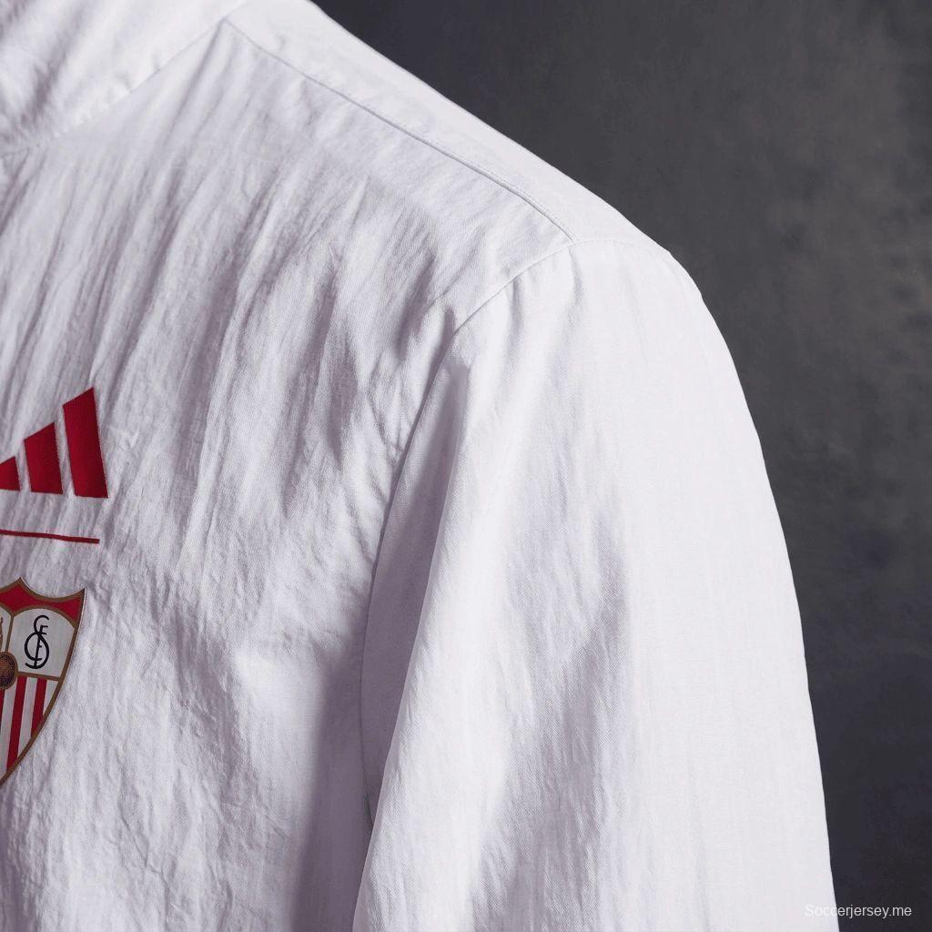 2026 سترة سيفاليا FC حمراء وبيضاء قابلة للانعكاس بسحاب كامل