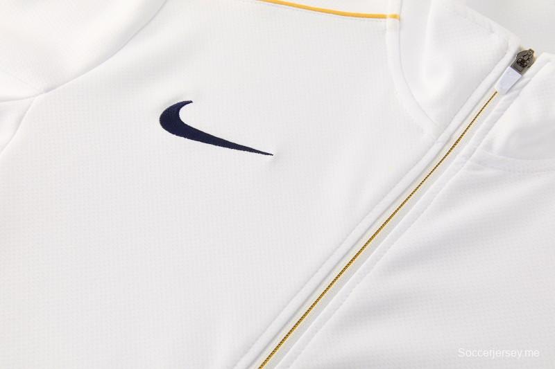 2026 NIKE سترة بيضاء بسحاب كامل + بنطال طويل