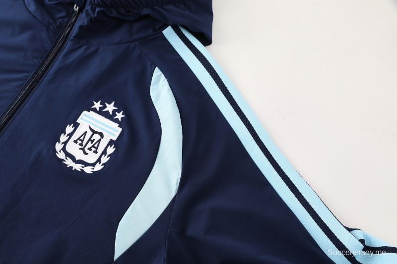 2026 سترة زرقاء داكنة بزر كامل + بنطال طويل من الأرجنتين