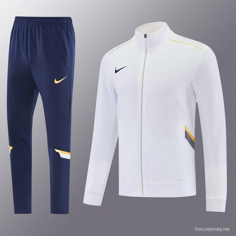 2026 NIKE سترة بيضاء بسحاب كامل + بنطال طويل