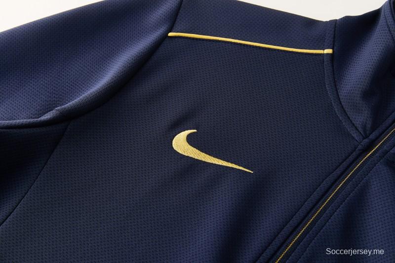 2026 NIKE سترة زرقاء داكنة بسحاب كامل + بنطال طويل