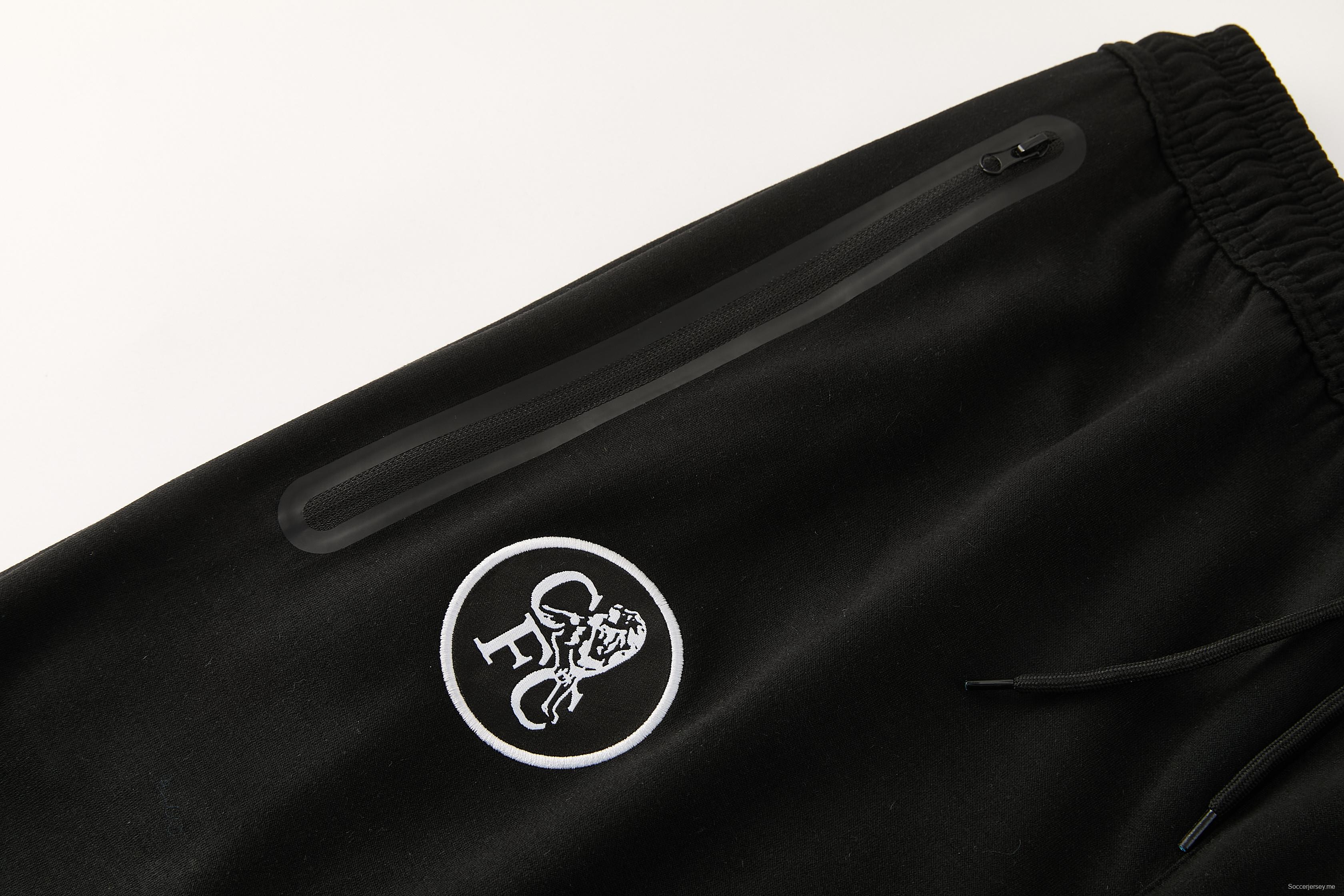 25/26 تشيلسي أسود كامل سحاب هوديي واقي من الرياح + بنطلون طويل