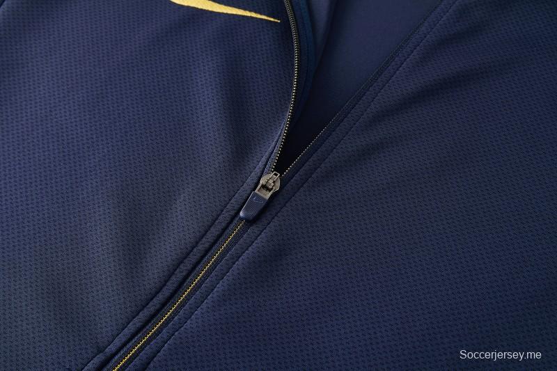 2026 NIKE سترة زرقاء داكنة بسحاب كامل + بنطال طويل