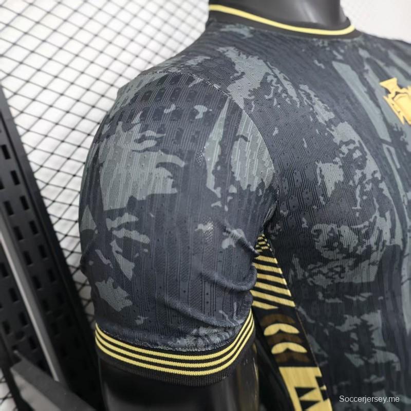 2026 نسخة اللاعبين البرتغال رمادي غامق مع نمط رسومي تجريدي قميص