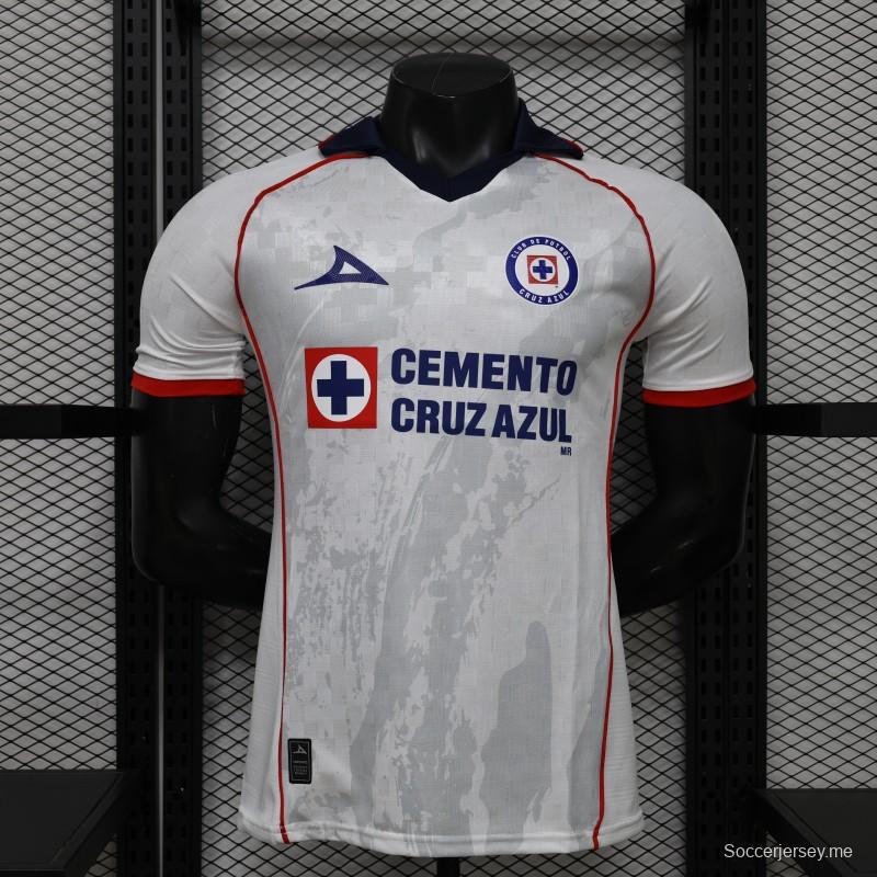 25/26 نسخة اللاعب كروز أزول قميص أبيض مع نمط رمادي باهت